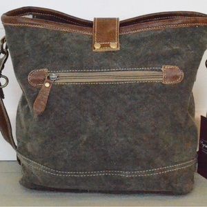 Myra Bag Exuberant Spirit Shoulder Bag - Upcycled Cotton & Leather, Multicolor, 18x14 Inch - View #3